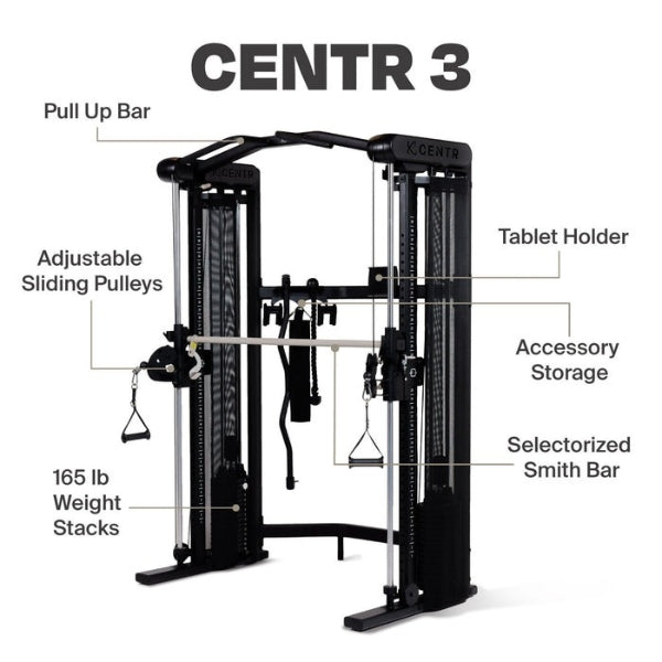 CENTR 3 HOME GYM FUNCTIONAL TRAINER (WITH SELECTORISED SMITH MACHINE)