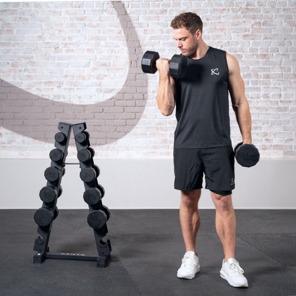 CENTR 12-SIDED DUMBBELL WEIGHT SET WITH RACK - 4 KG - 14 KG (PAIR)