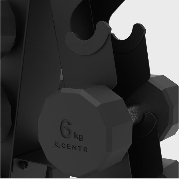 CENTR 12-SIDED DUMBBELL WEIGHT SET WITH RACK - 4 KG - 14 KG (PAIR)