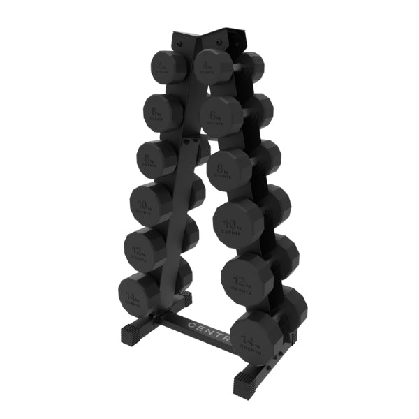 CENTR 12-SIDED DUMBBELL WEIGHT SET WITH RACK - 4 KG - 14 KG (PAIR)