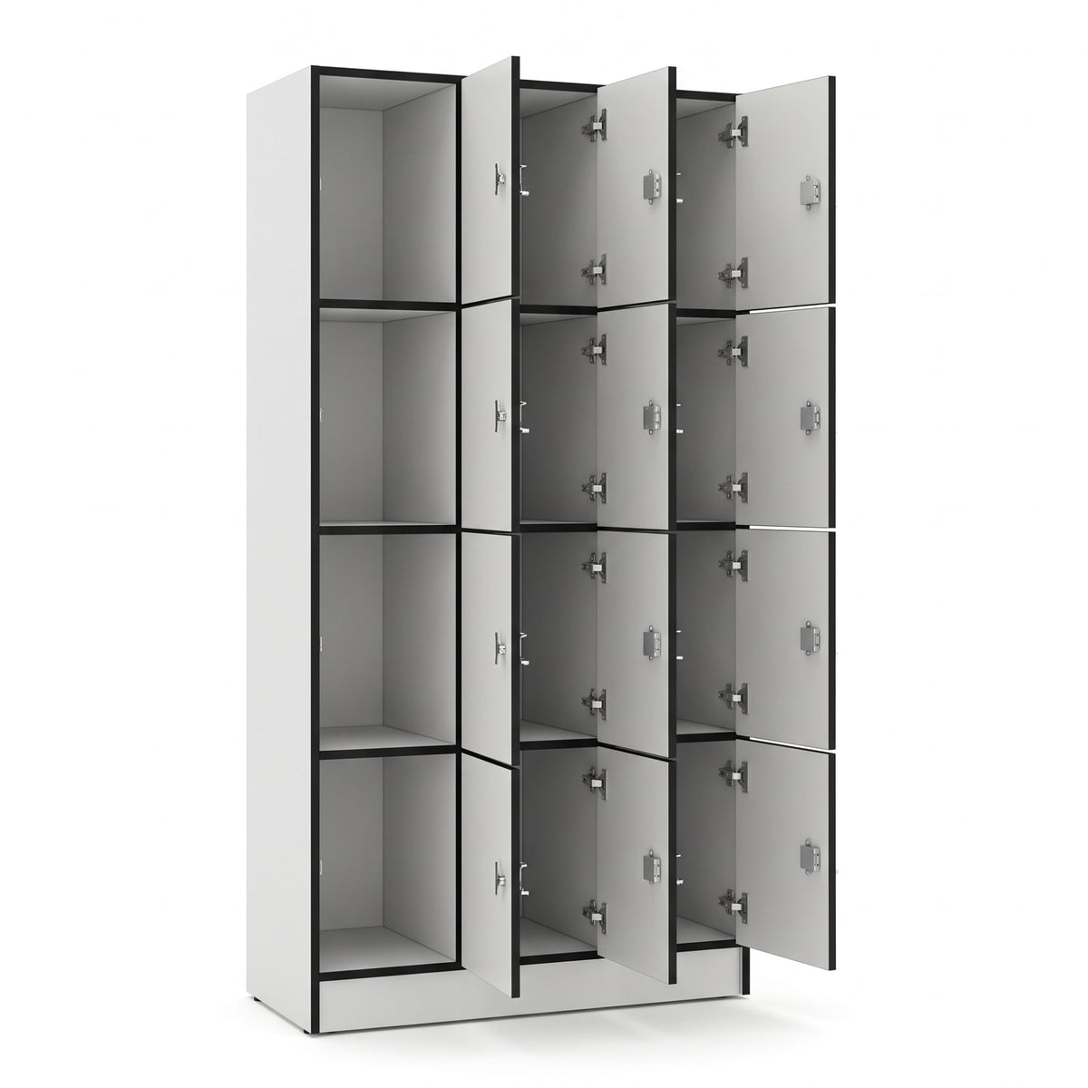WHITE HPL LAMINATE 12-COMPARTMENT LOCKER UNIT