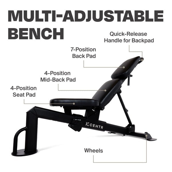 CENTR MULTI-ADJUSTABLE FLAT, INCLINE, DECLINE WORKOUT BENCH